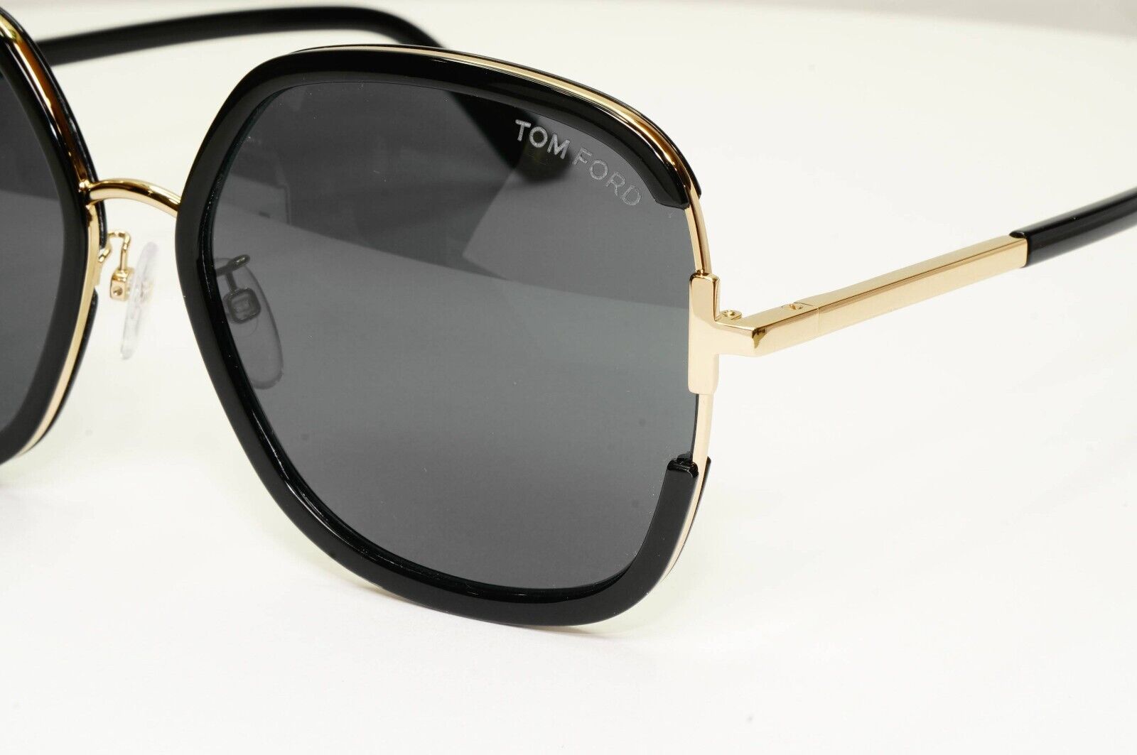 Tom Ford Oversized Black Sunglasses Gold Large Square TF 809 K 01A [a] 37269