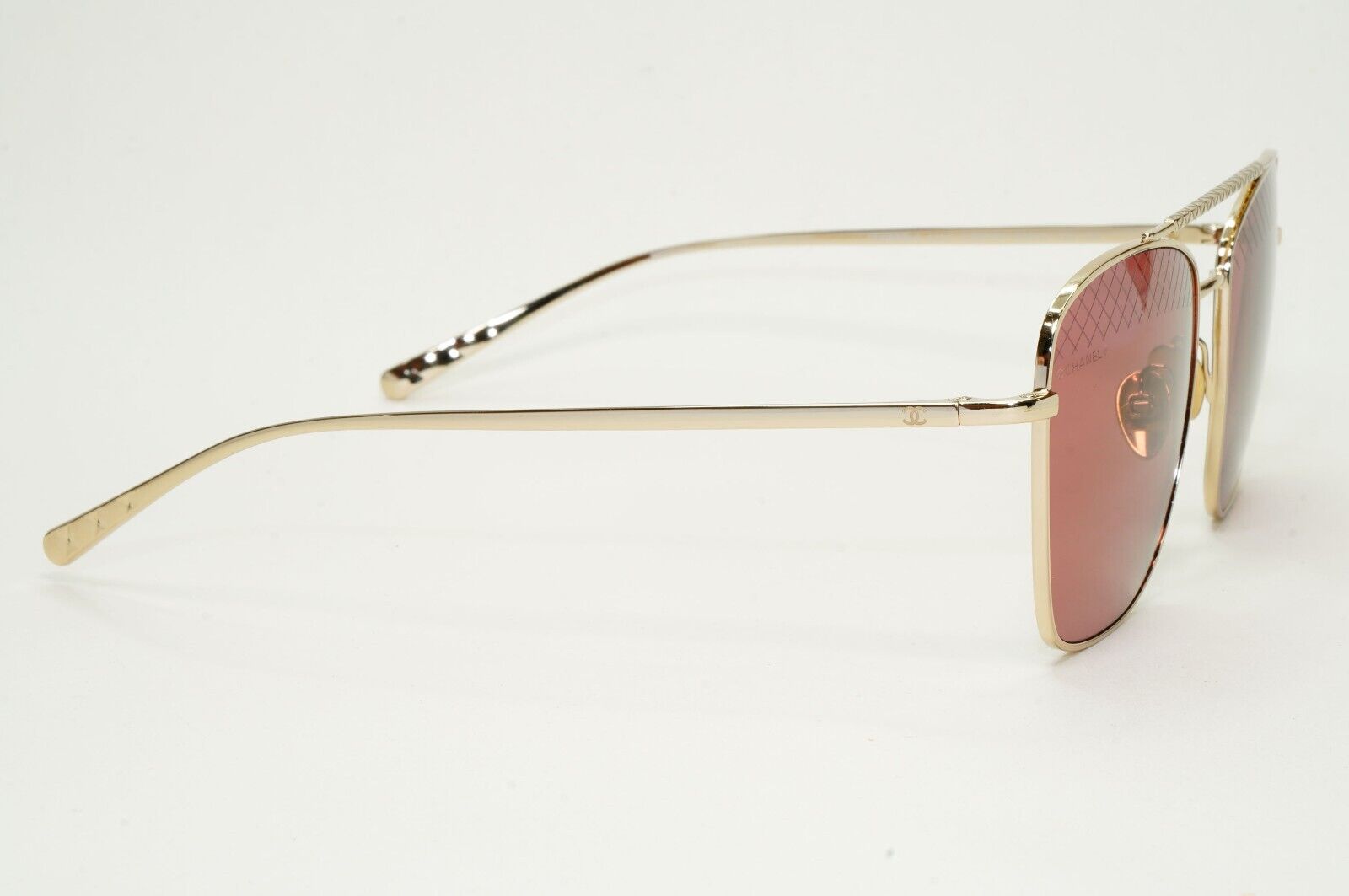 Chanel Sunglasses Gold Red Square Navigator Metal Pilot 4256 c.395/0H 55mm