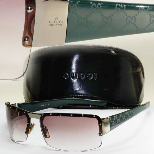 Gucci Sunglasses 2004 Vintage Monogram Green Brown Unisex GG 1823/S BLGZR 151024