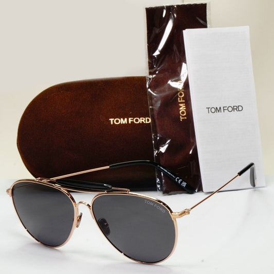 Tom Ford Sunglasses Gold Black Metal Pilot Raphael-02 FT0995 TF 995 28A 59mm