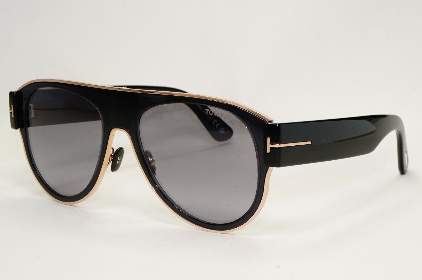 Tom Ford Sunglasses Black Glossy Gold Square Lyle-02 FT1074 TF 1074 01C 58mm