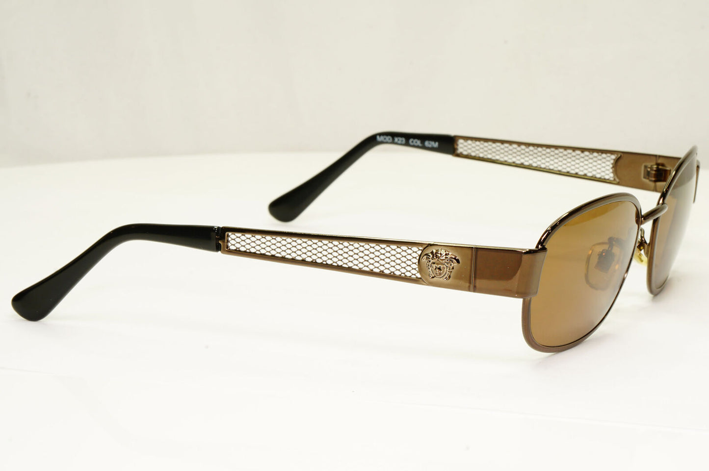 Gianni Versace 1996 Vintage Copper Brown Medusa Mesh Sunglasses MOD X23 COL 62M