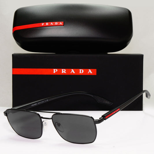 Prada Sunglasses Black Square Pilot Metal Mens PR53MV VPS 53M 1BO-1O1 55mm