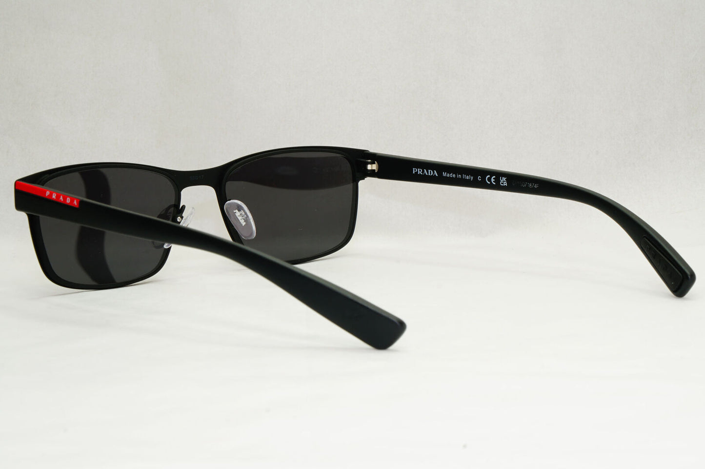 Prada Sunglasses Black Rectangle Square Rubber PS50GV VPS 50G DG0-1O1 53mm