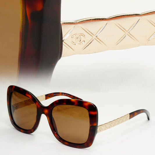 Chanel Sunglasses 2016 Brown Gold Tortoise Square 5370 c.1580/S9 140124