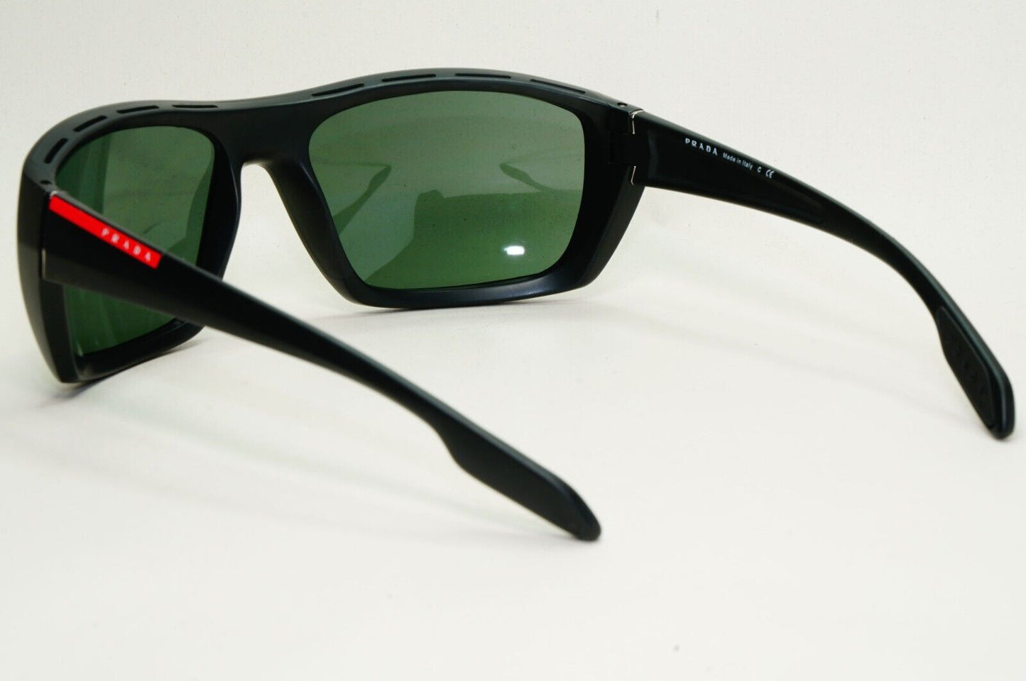 Prada Sunglasses 2008 Vintage Wrap Black Green PS01OS SPS 01O 1BO-3O1 120824