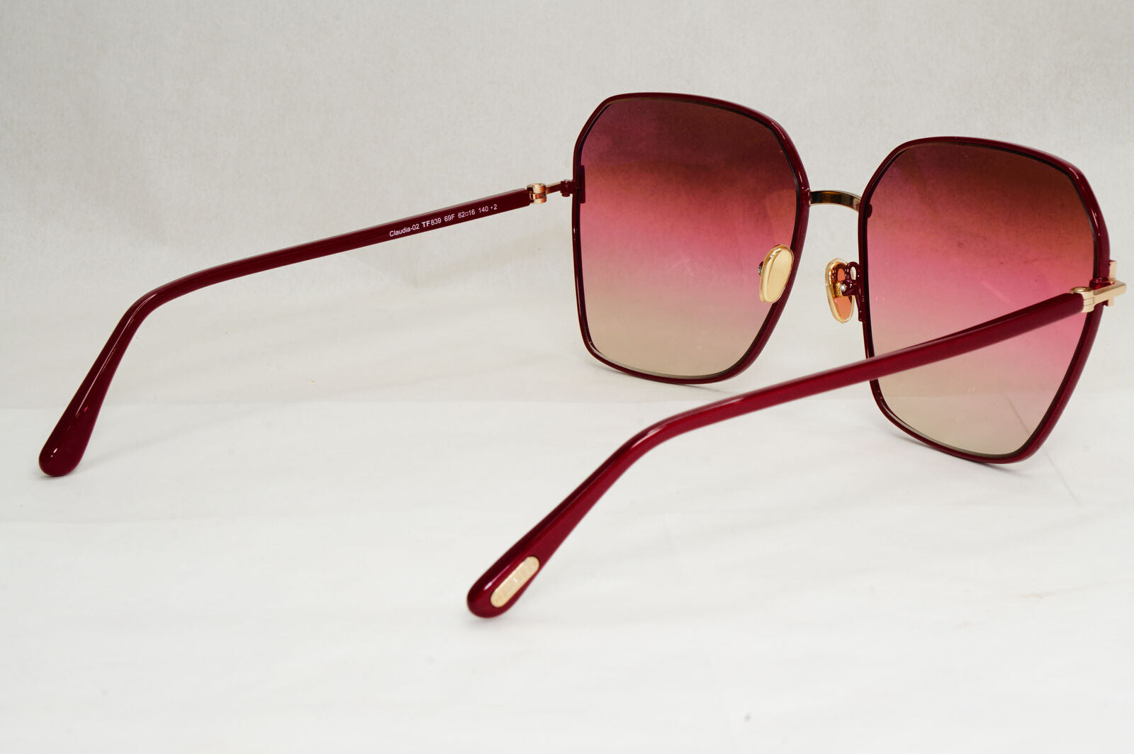 Tom Ford Sunglasses Claudia-02 Dark Red Burgundy Gradient FT0839 TF 839 69F