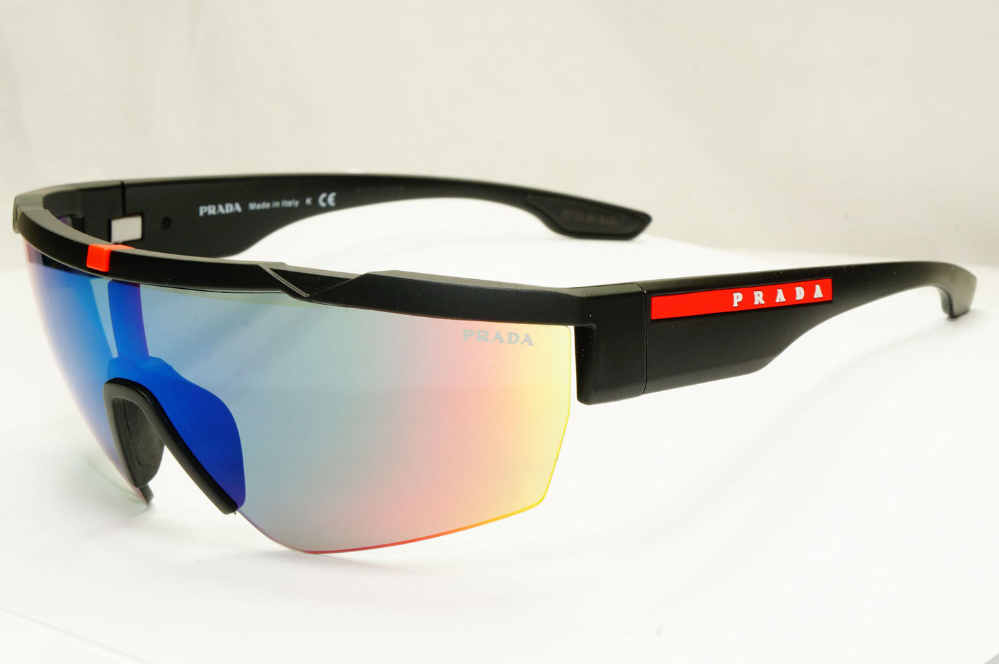 Prada Black Shield Sunglasses Chameleon Rossa Wrap Visor Sailing SPS 03X DG0-08F