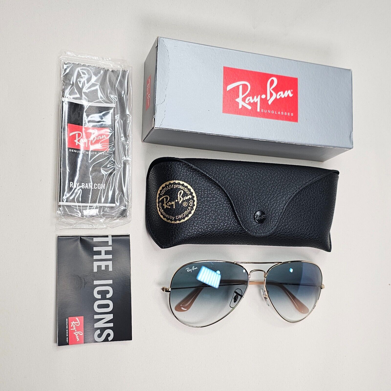 Ray-Ban Sunglasses Aviator Gold Blue Gradient Large RB 3025 001/3F 62mm