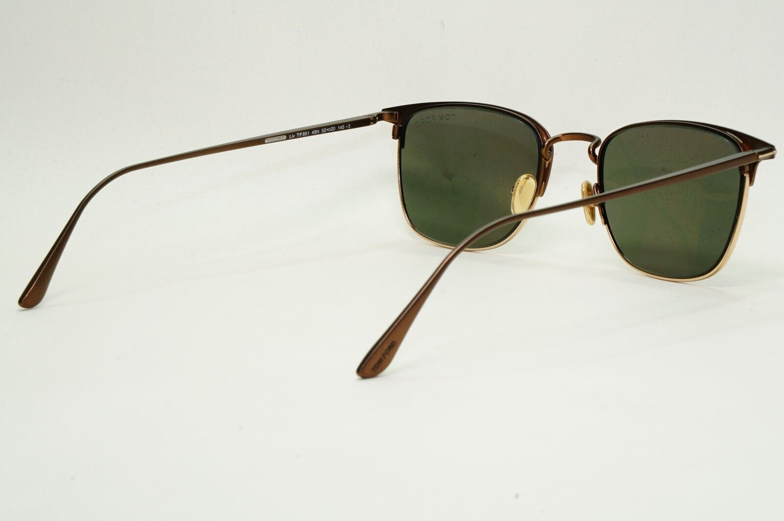 Tom Ford Sunglasses Brown Green Metal Square Liv FT0851 TF 851 49N 52mm