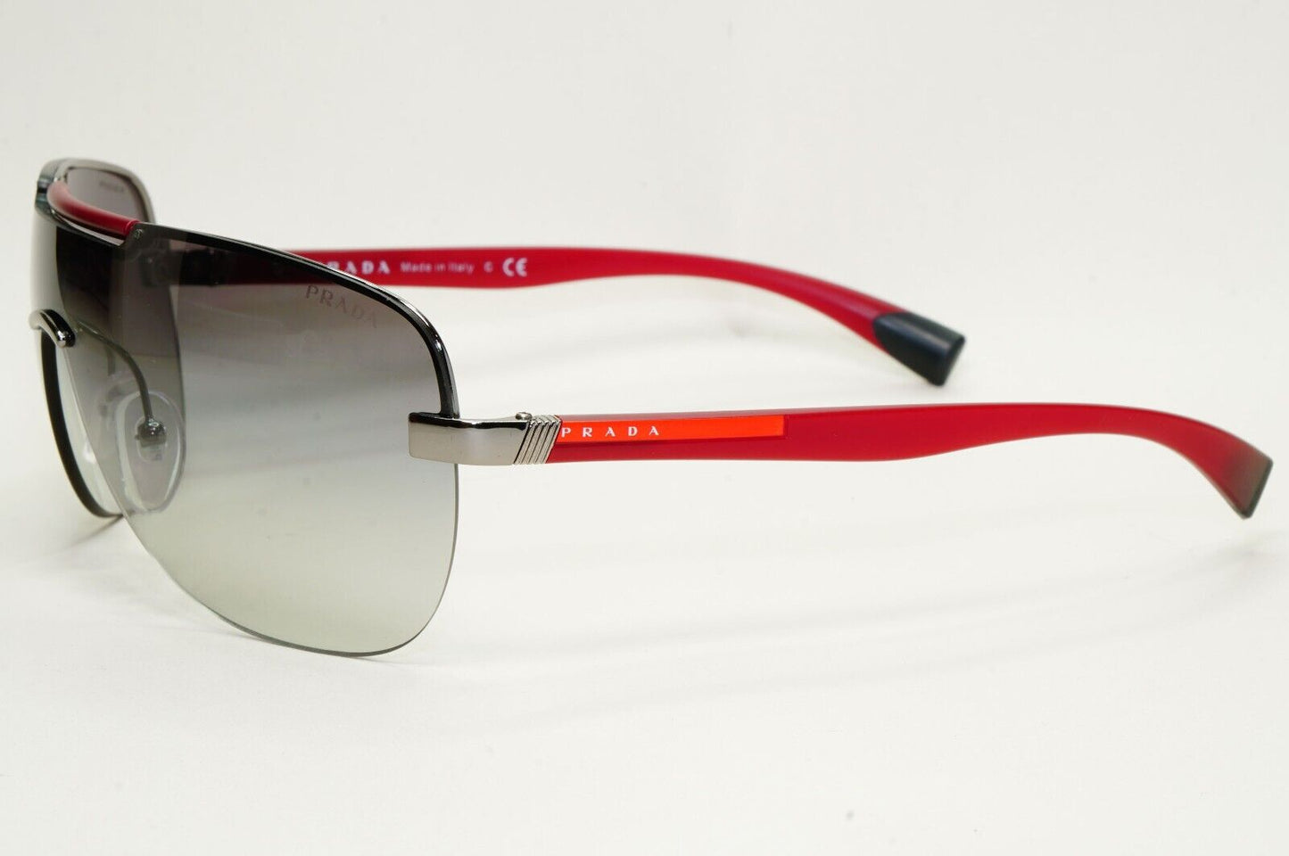 Prada Sunglasses 2007 Vintage Sield Wrap Red Grey PS52NS SPS 52N 5AV-3M1 120824