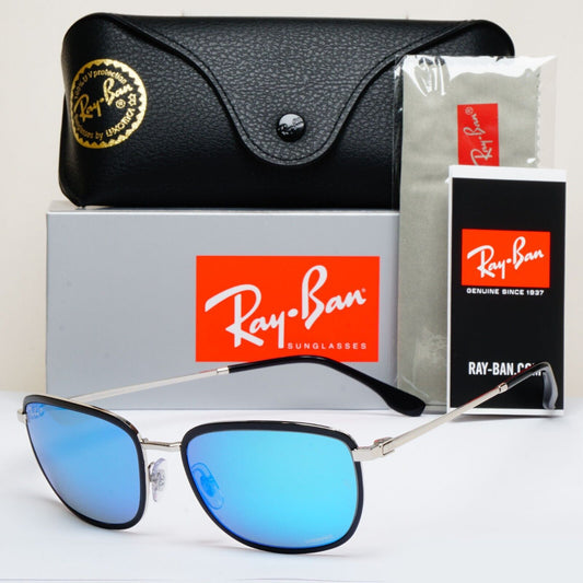 Ray-Ban Sunglasses Chromance Blue Mirror Polarized Black RB 3705 9144/4L 57mm