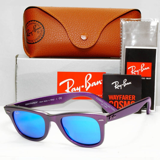 Ray-Ban Sunglasses Wayfarer Cosmo Saturn Purple Blue Mirror RB 2140 6112/17 50mm