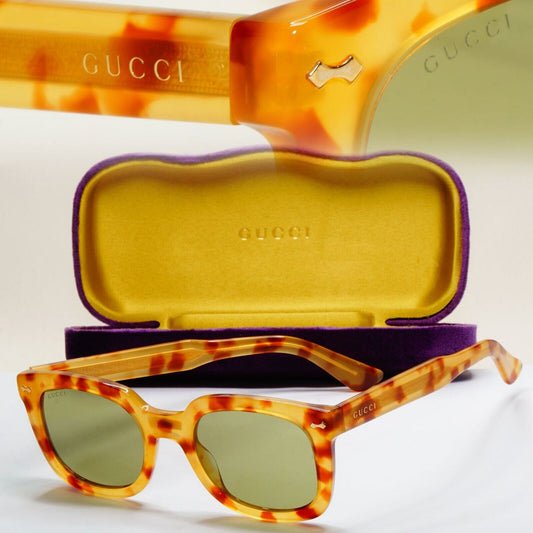 Gucci Sunglasses 2018 Brown Blonde Havana Green Square GG 0181S 003 301024