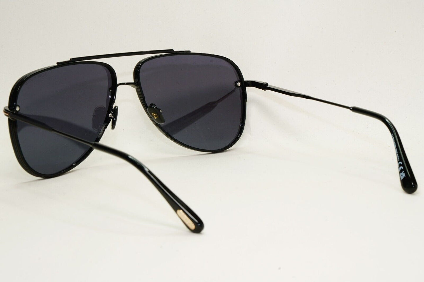 Tom Ford Sunglasses Black Glossy Metal Pilot Leon FT1071 TF 1071 01A 62mm