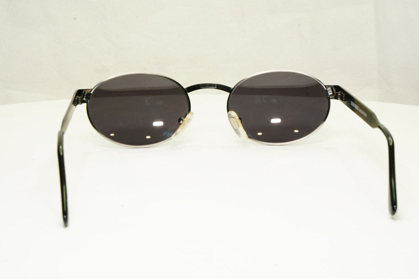 Gianni Versace 1996 Vintage Silver Black Oval Metal Sunglasses MOD S58 COL 943