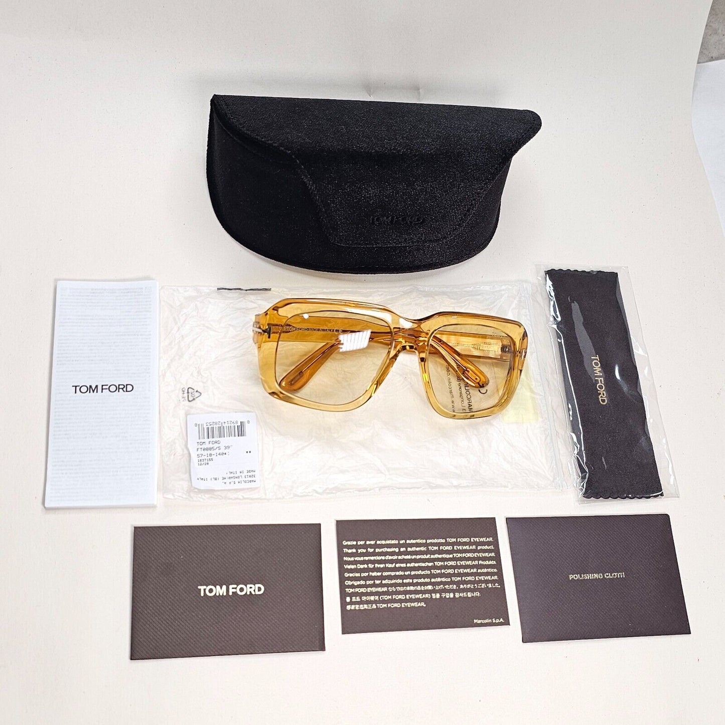 Tom Ford Sunglasses Bailey-02 Yellow Honey Transparent Square FT0885 TF 885 39F