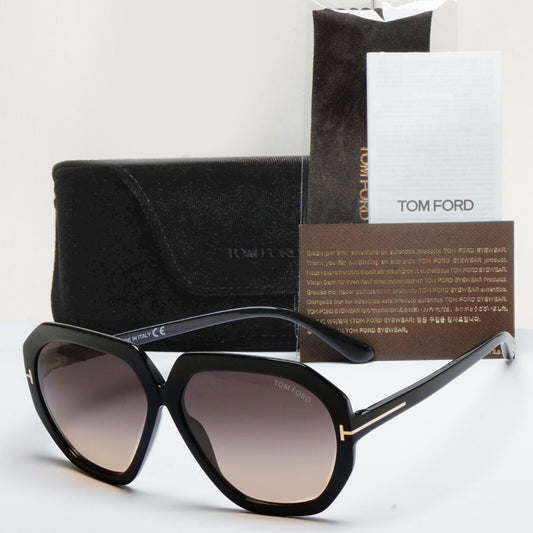 Tom Ford Sunglasses Pippa Black Brown Hexagonal Large Square FT0791 TF 791 01B