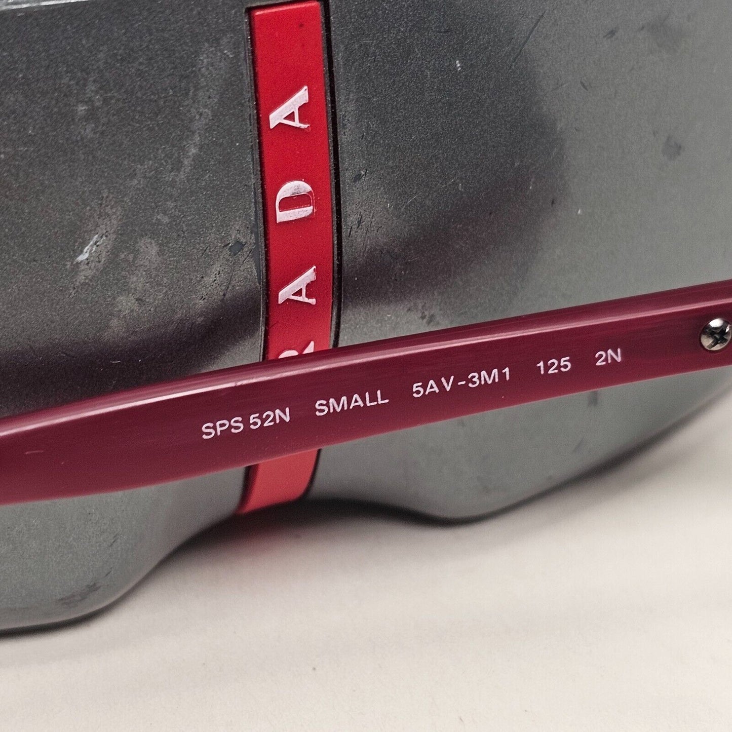 Prada Sunglasses 2007 Vintage Sield Wrap Red Grey PS52NS SPS 52N 5AV-3M1 120824