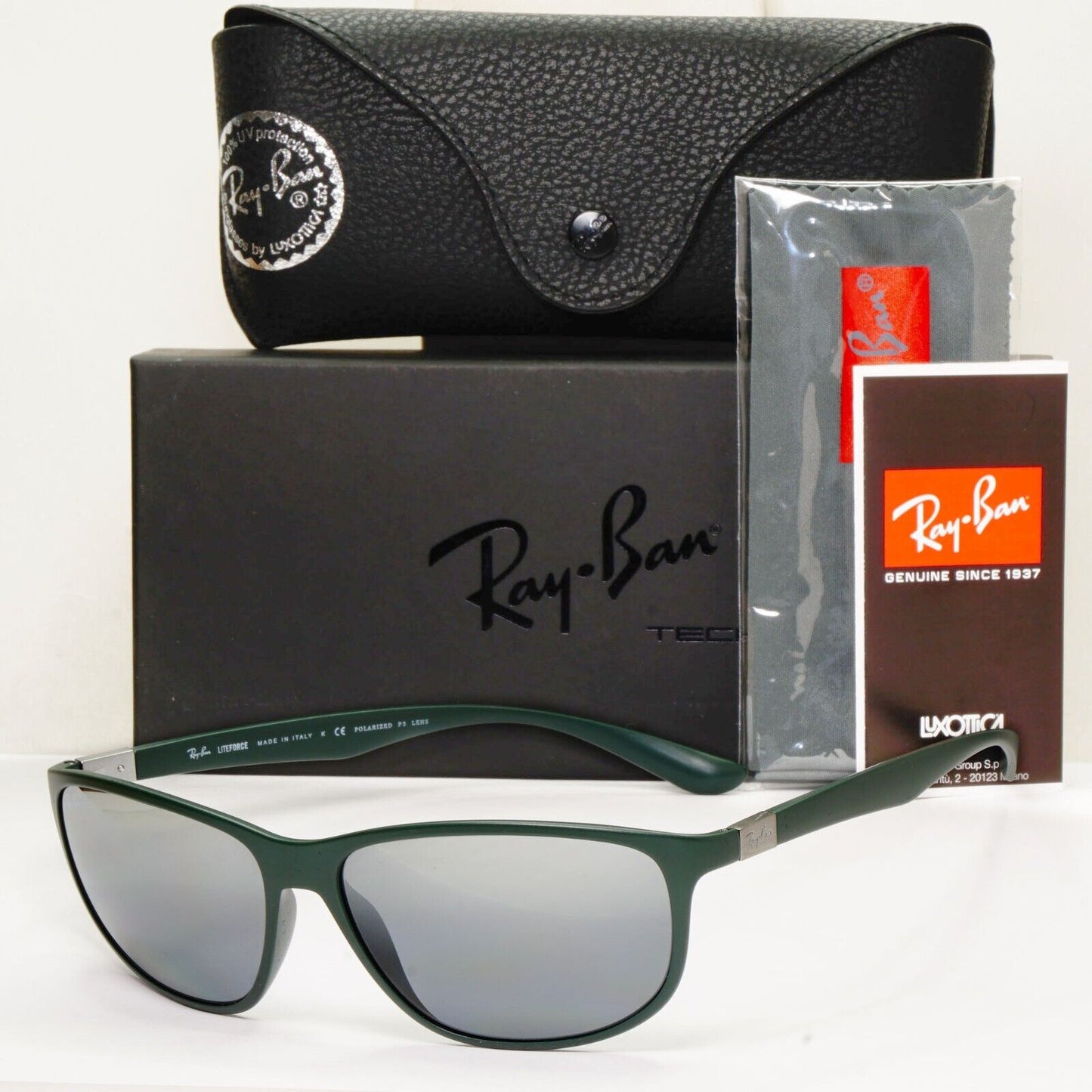 Ray-Ban Sunglasses Liteforce Polarized Silver Military Green RB 4213 6125/82