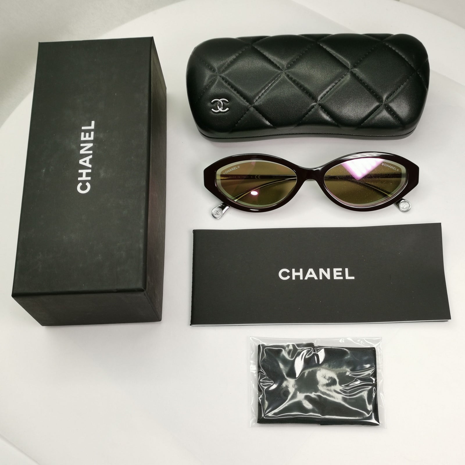 Chanel 2020 Sunglasses Burgundy Red Pink Mirror Rectangle 5424 c.1461/EB 130523