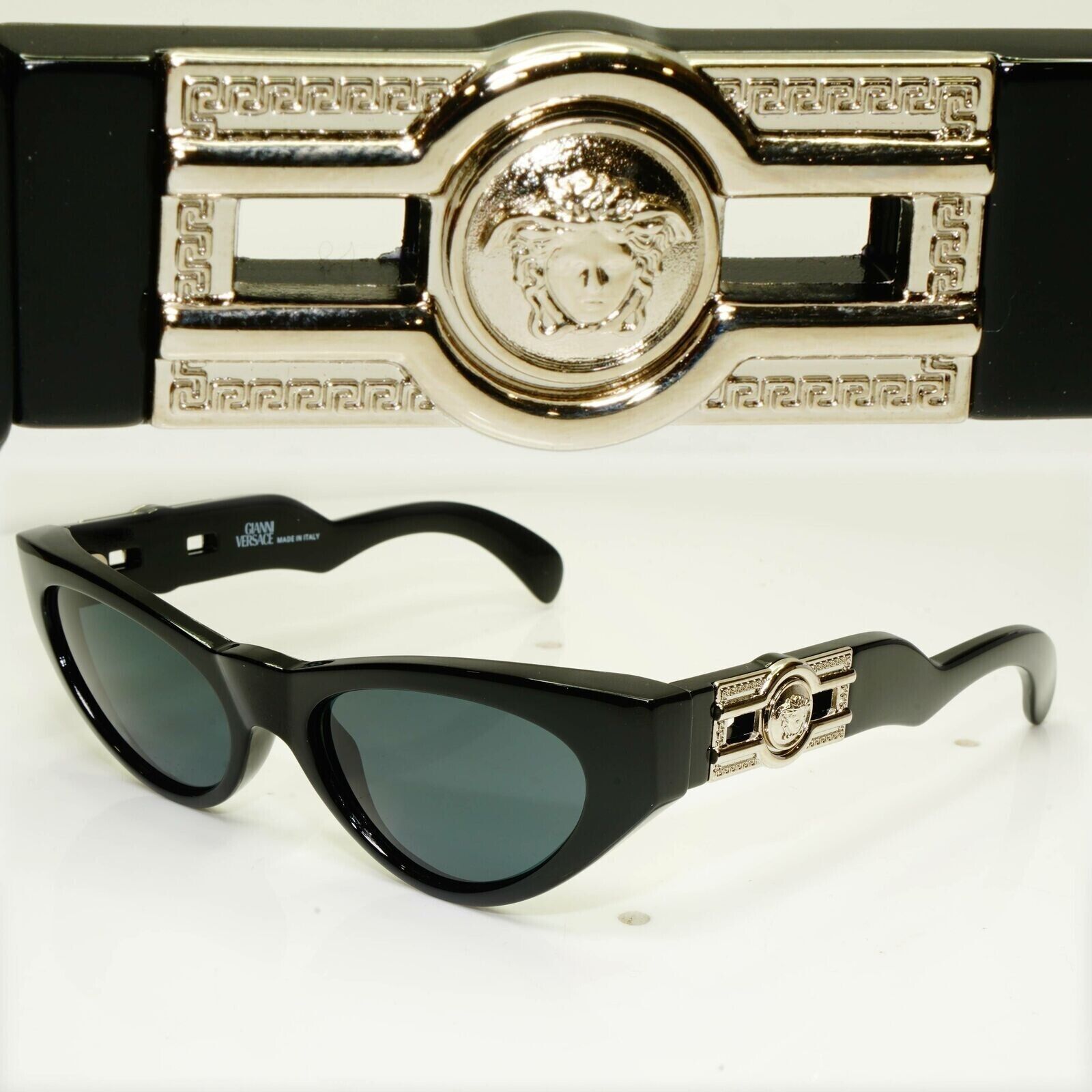 Gianni Versace Sunglasses 1996 Vintage Black Silver Medusa MOD 476/B COL N52