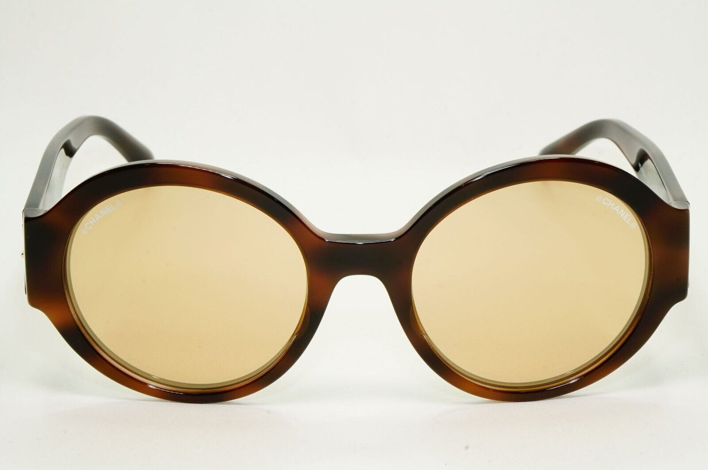 Chanel Sunglasses Gold Letters Brown Tortoise Round Mirror 5410 c.1661/T6 54mm