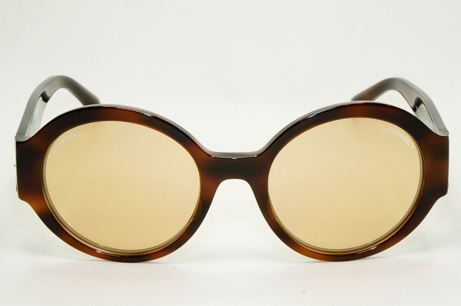 Chanel Sunglasses Gold Letters Brown Tortoise Round Mirror 5410 c.1661/T6 54mm