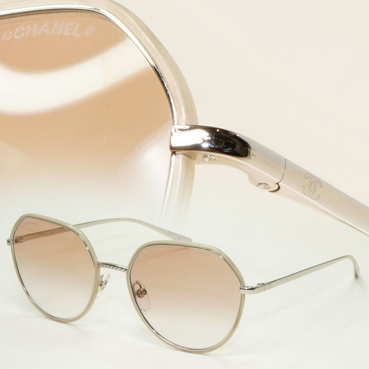 Chanel Sunglasses Silver Brown Gradient Metal Square 4251-J c.124/13 55mm