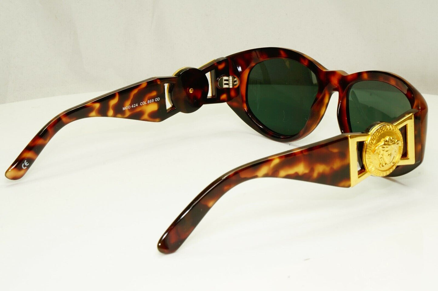 Gianni Versace Sunglasses 1996 Vintage Brown Gold Medusa 424 869 Biggie Smalls