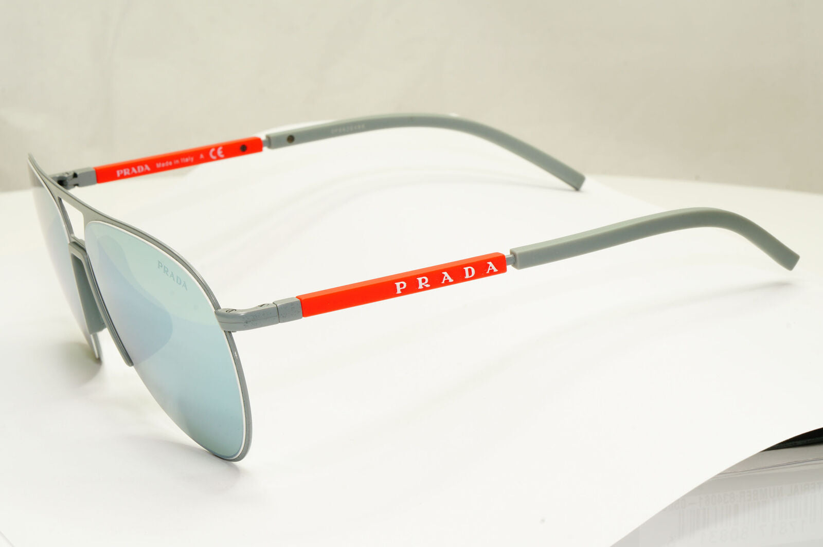 Prada Blue Mirror Sunglasses Grey Pilot Red Mens Fashion SPS 51X 07S-08L PS51XS