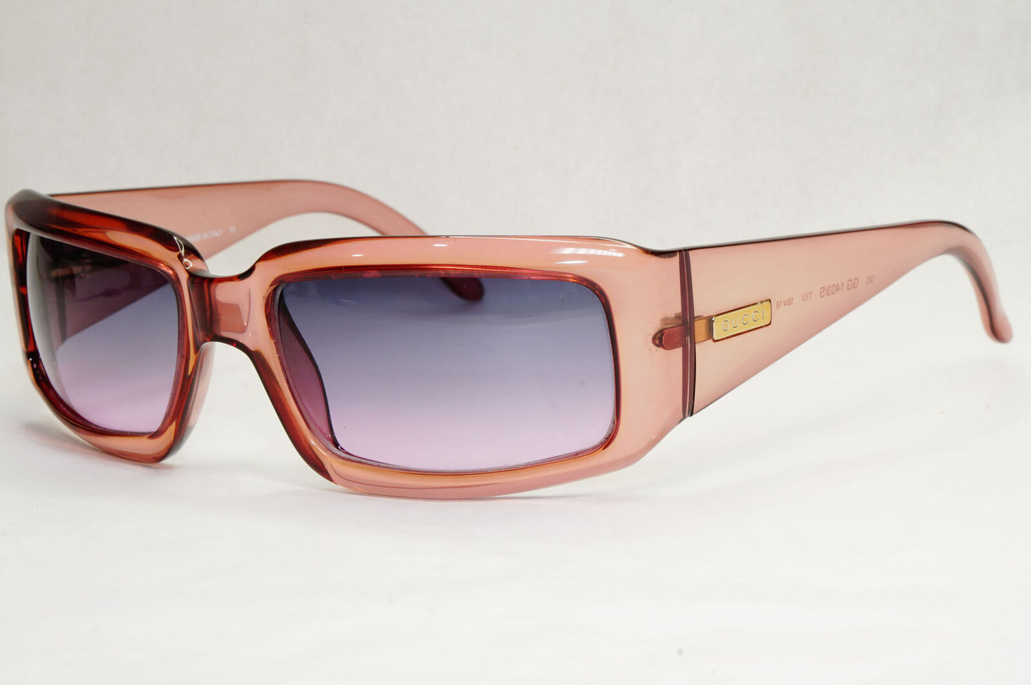 Gucci Sunglasses 1996 Vintage Pink Transparent Square Grey GG 1403/S T1U 180124