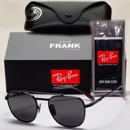 Ray-Ban Sunglasses Titanium Frank Black Polarised RB 8258 3141/K8 54mm