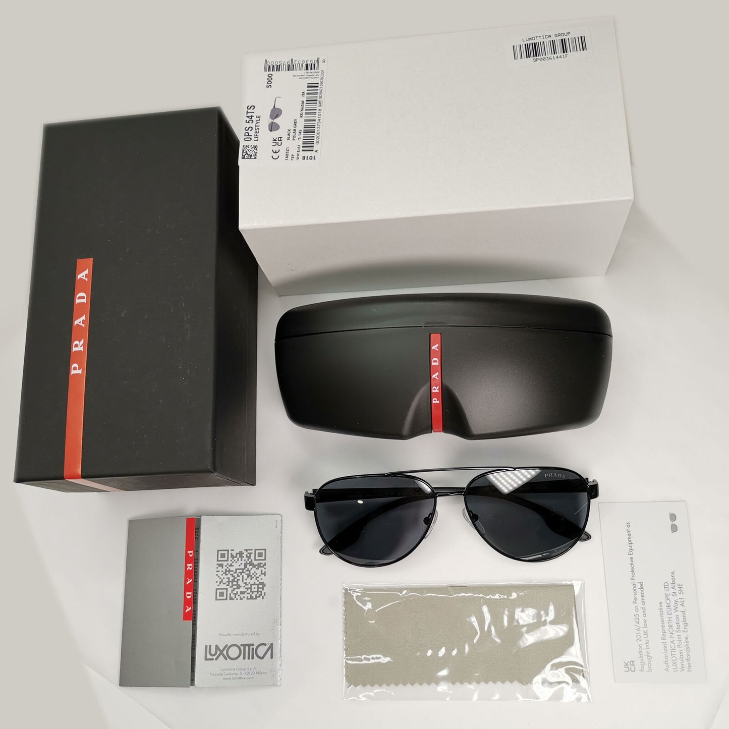 Prada Polarized Sunglasses Black Grey Metal Pilot PS54TS SPS 54T 1AB-5Z1 61mm