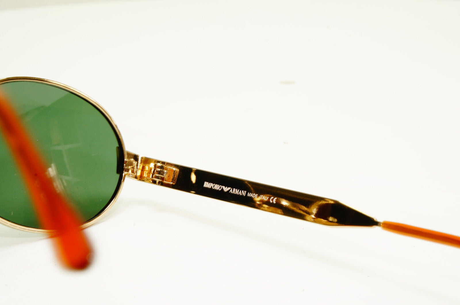 Emporio Armani 1997 Vintage Metal Sunglasses Green Oval Gold Eagle 066-S 743