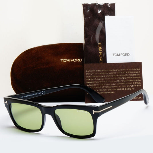 Tom Ford Sunglasses Frederik Black Glossy Green Square FT0494 TF 494 01N