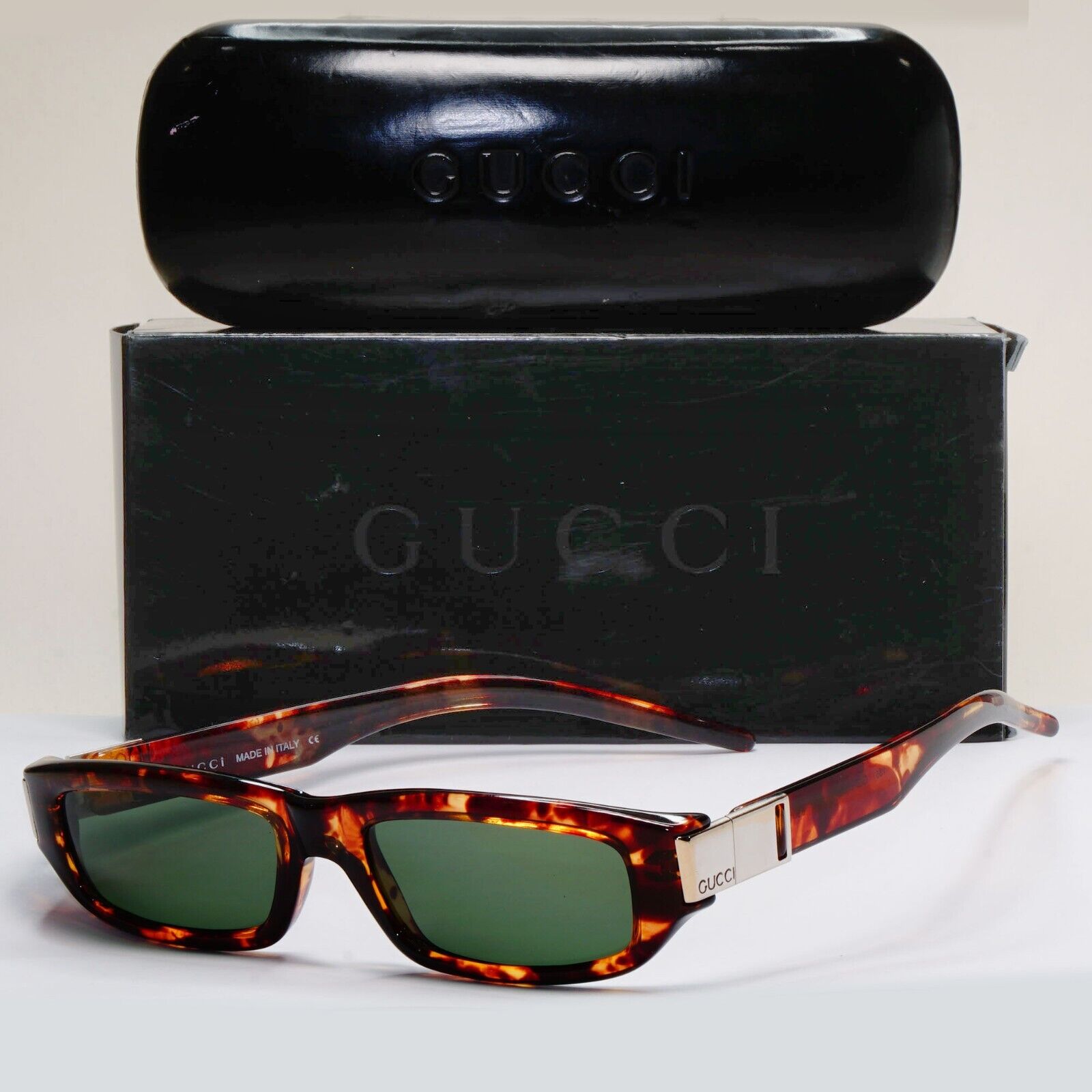 Gucci Sunglasses 1997 Vintage Rectangle Tortoise Green GG 1153/S PX1 53mm 270924