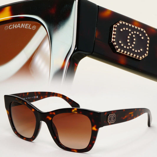 Chanel Sunglasses Brown Tortoiseshell Square Gold 5478 c.714/S5 51mm