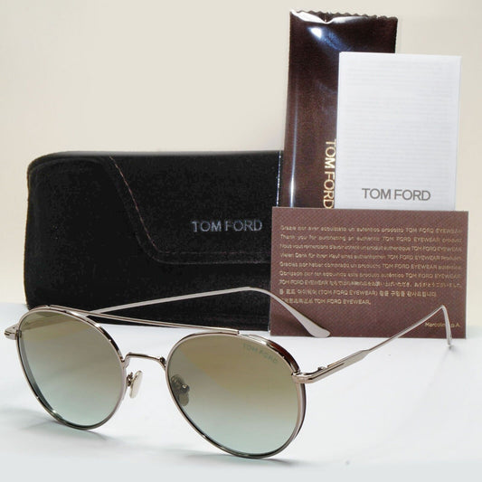 Tom Ford Sunglasses Declan Ruthenium Grey Green Round Pilot FT0826 TF 826 14Q