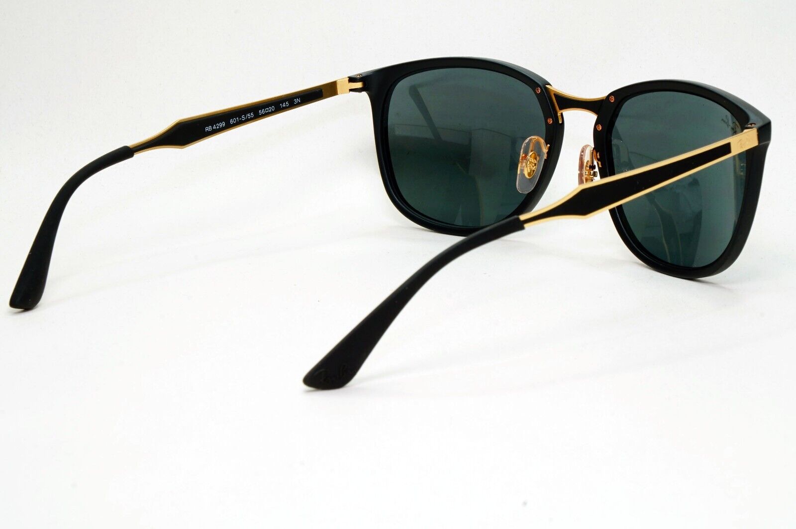 Ray-Ban Sunglasses Black Matte Gold Blue Mirror Square RB 4299 601-S/55