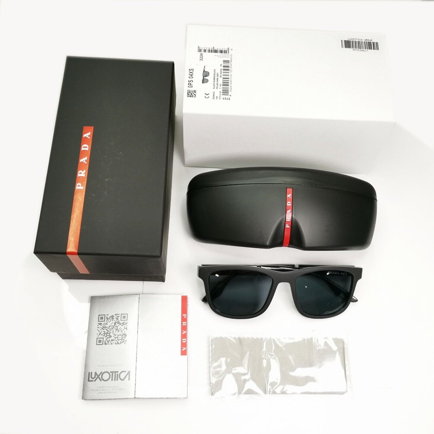 Prada Polarized Sunglasses Square Designer Fashion SPS 04X DG0-02G Red Stripe [A