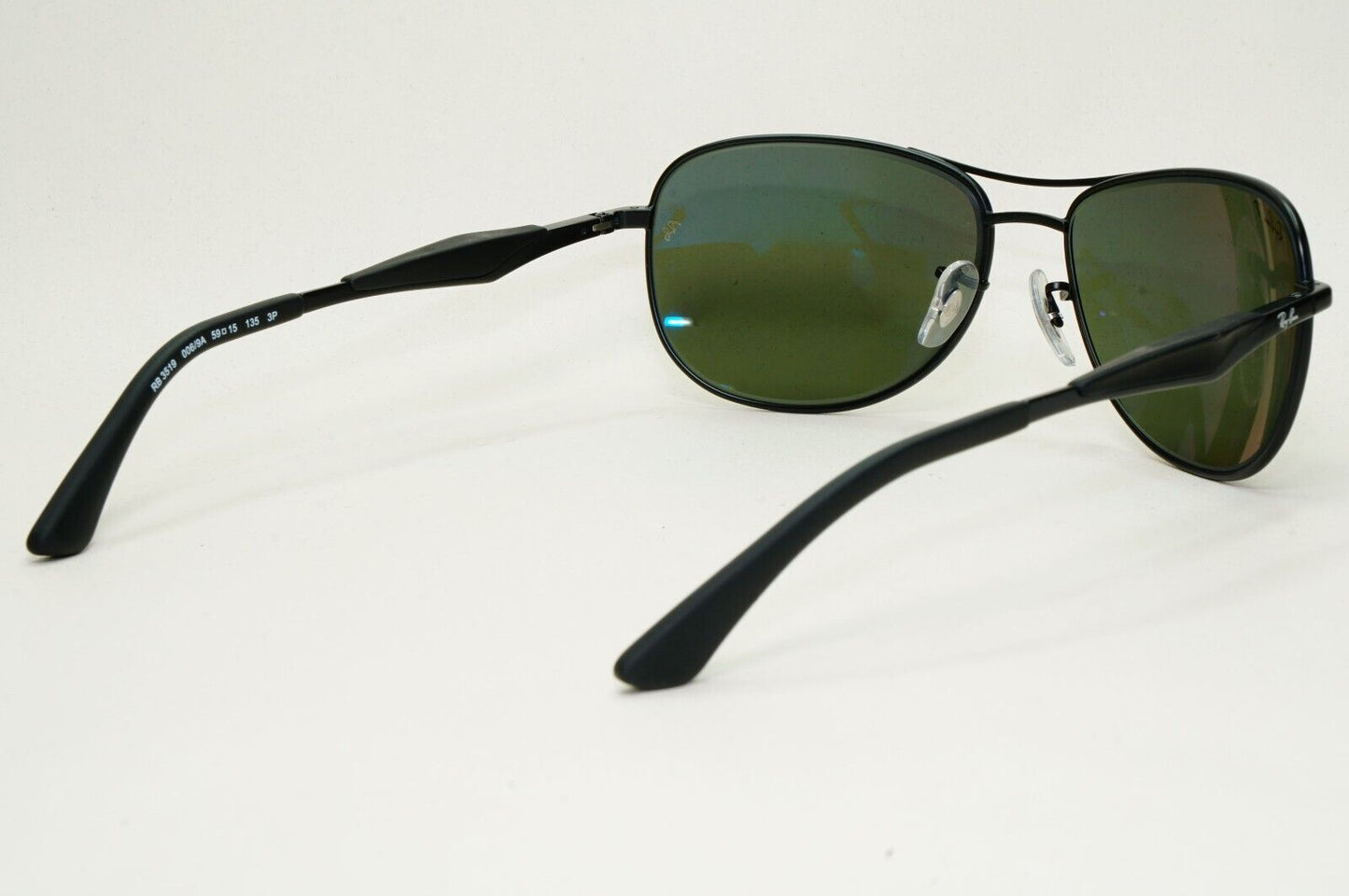 Ray-Ban Sunglasses Polarized Black Green Metal Pilot Wrap RB 3519 006/9A 59mm