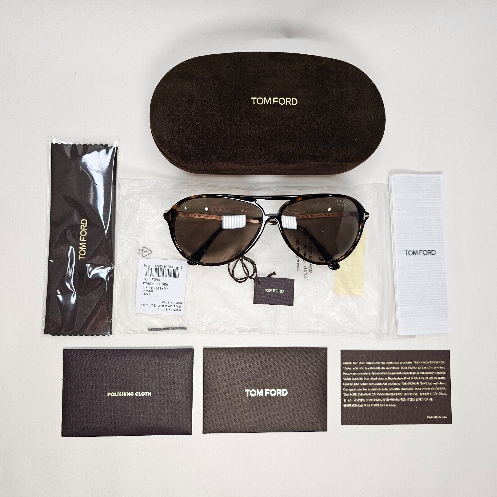 Tom Ford Sunglasses Samson Polarized Brown Gold Tortoiseshell FT0909 TF 909 52H