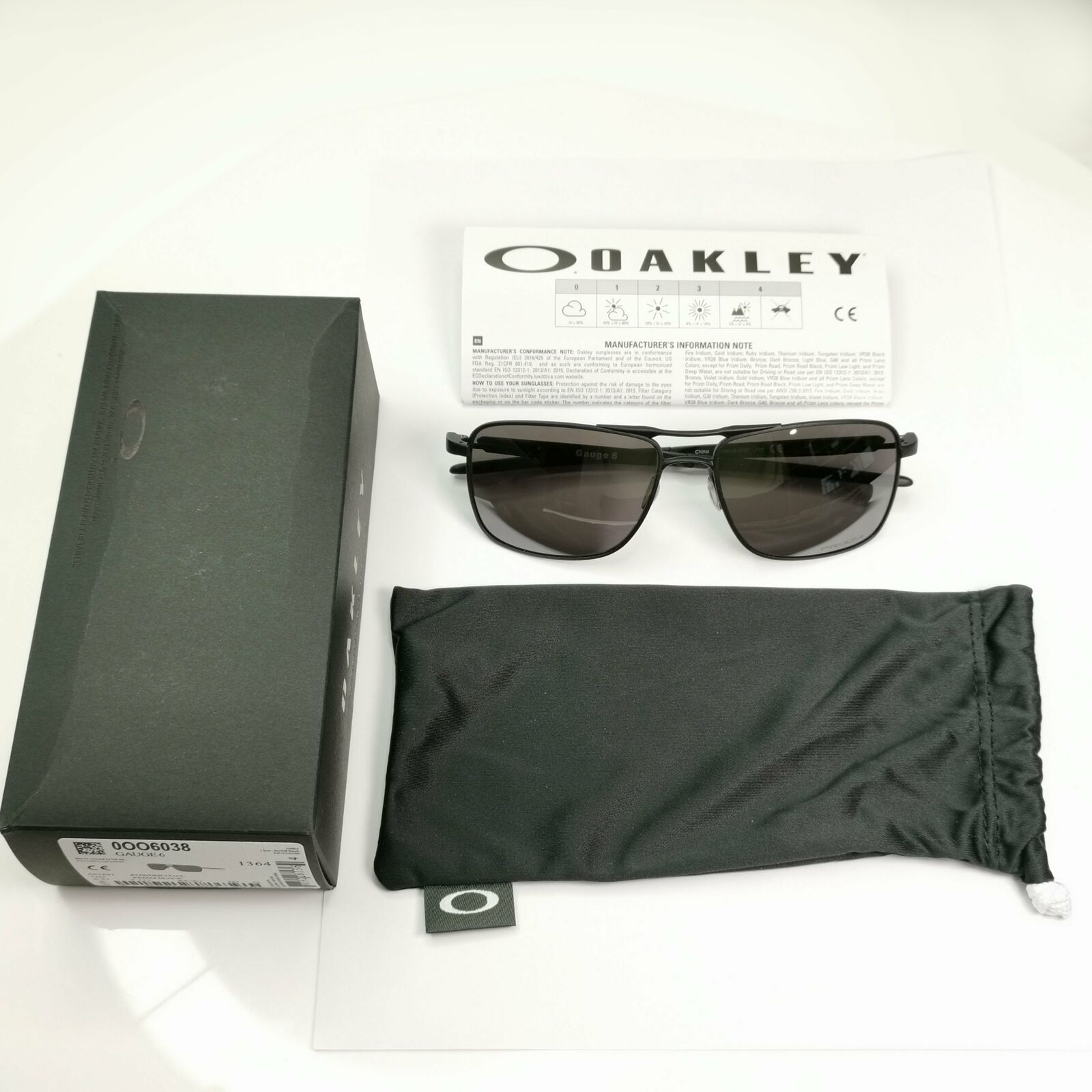 Oakley Gauge 6 Sunglasses Grey Mirror Prizm Black Powder Coal Mens  OO 6038 0157