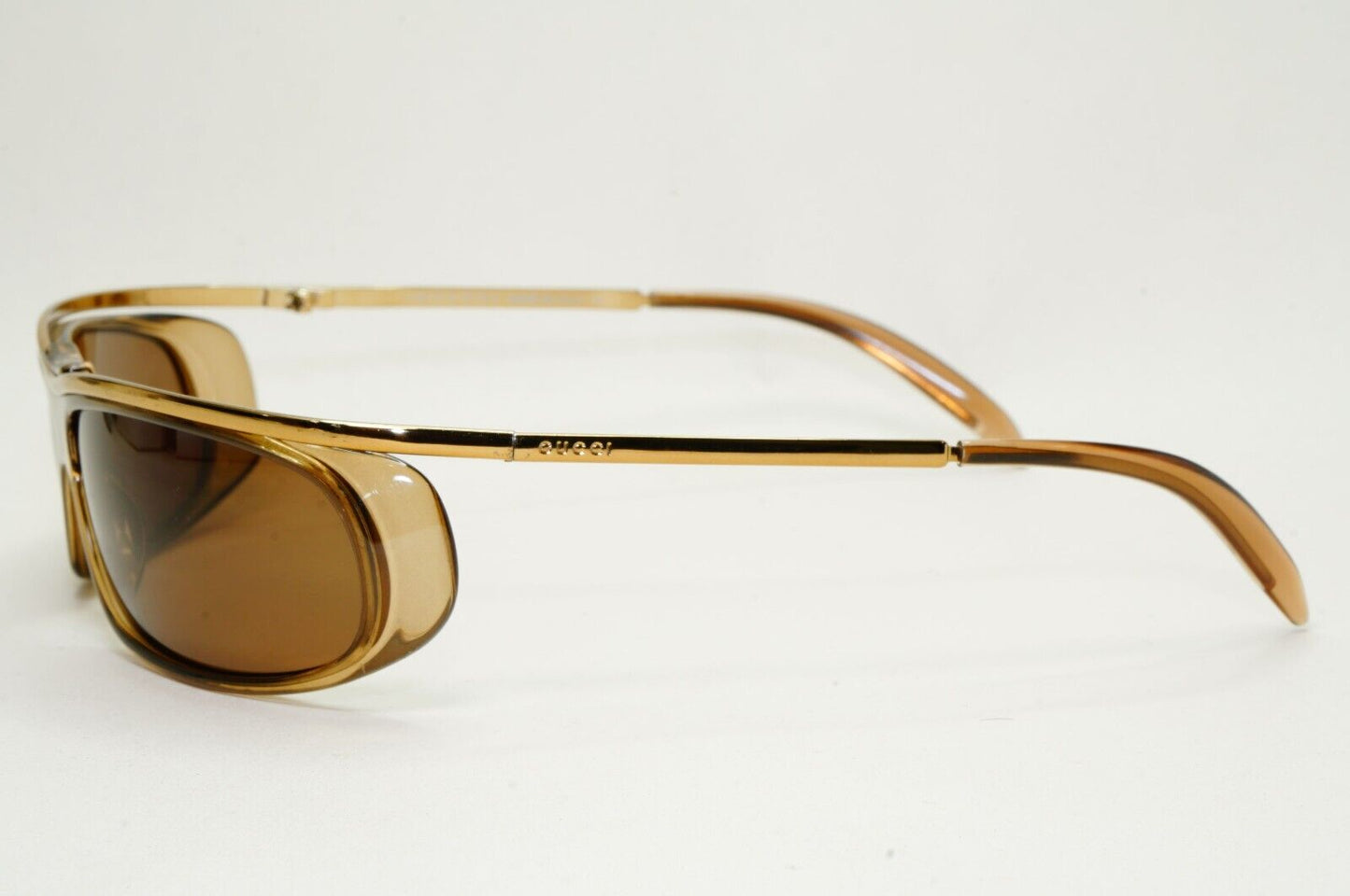 Gucci Sunglasses 1997 Vintage Wrap Gold Bronze Honey Brown GG 1423/S 438 011124