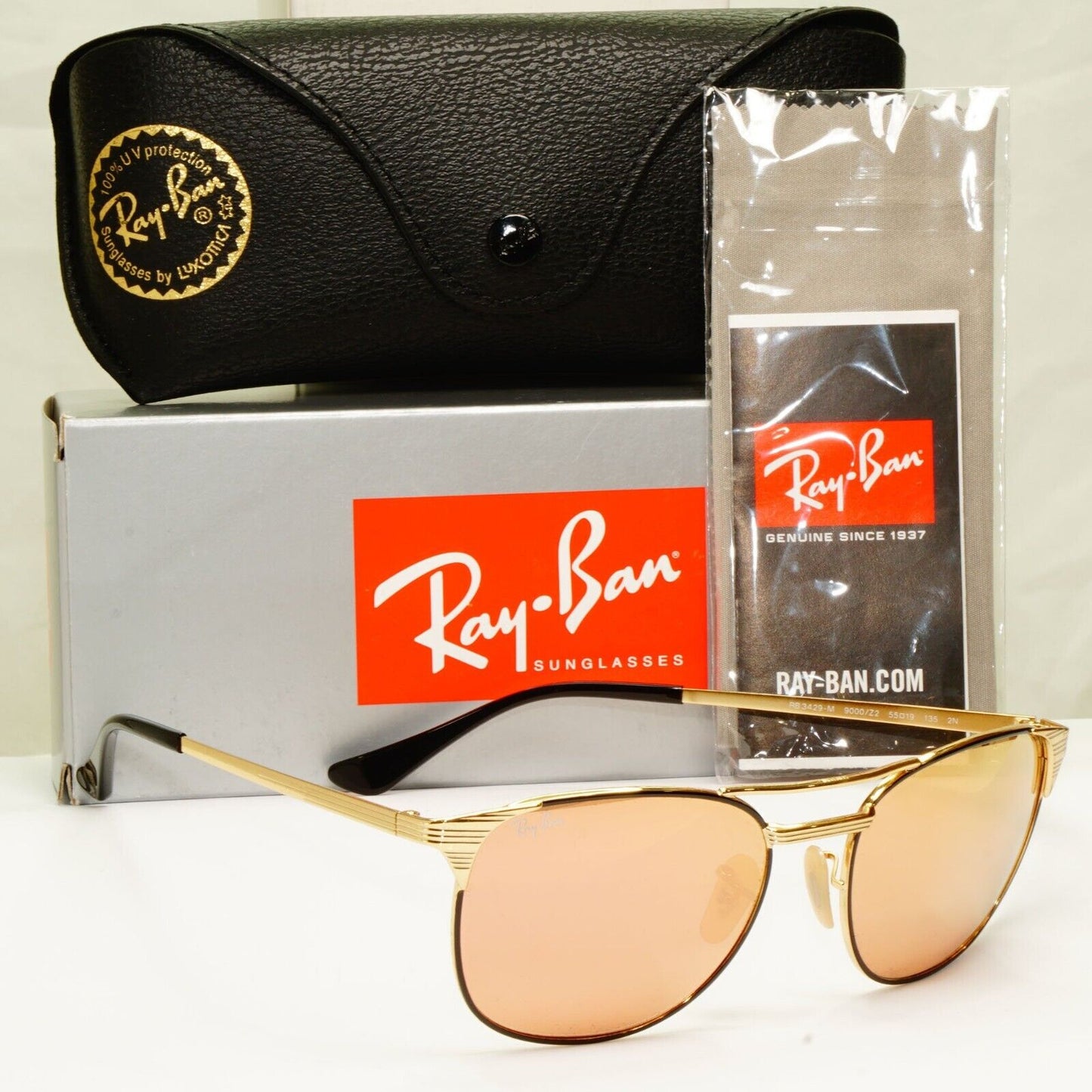 Ray-Ban Sunglasses Signet Gold Copper Flash Mirror RB 3429-M 9000/Z2 55mm