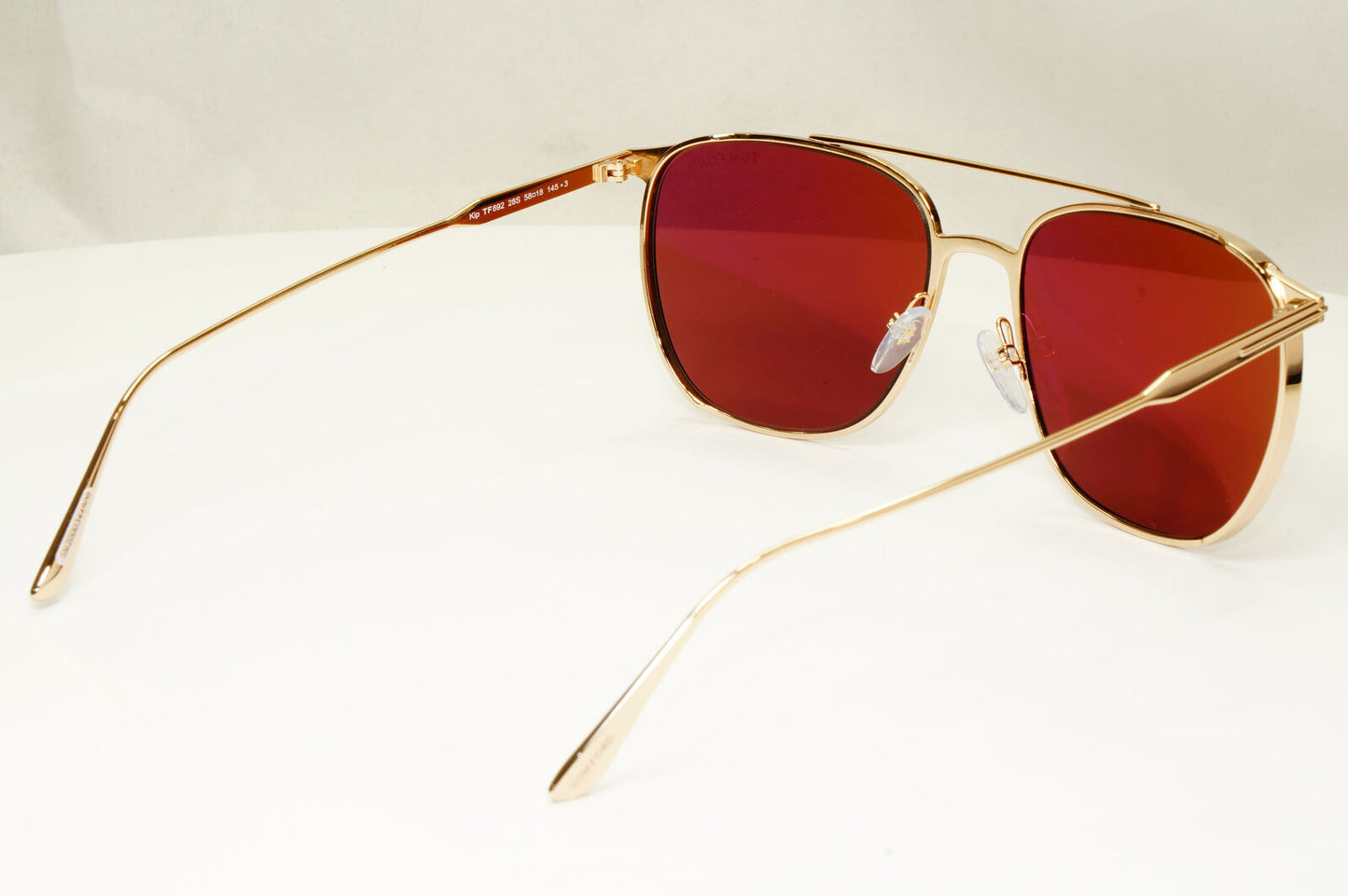 Tom Ford Gold Maroon Red Sunglasses Metal Square Mens Pilot Kip TF 692 28S