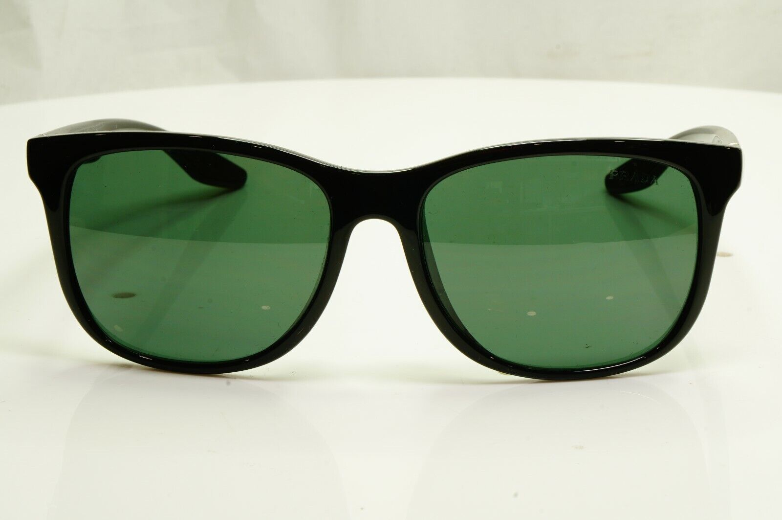 Authentic Prada Mens Glossy Black Green Square Sunglasses SPS 03O F 1AB-3O1