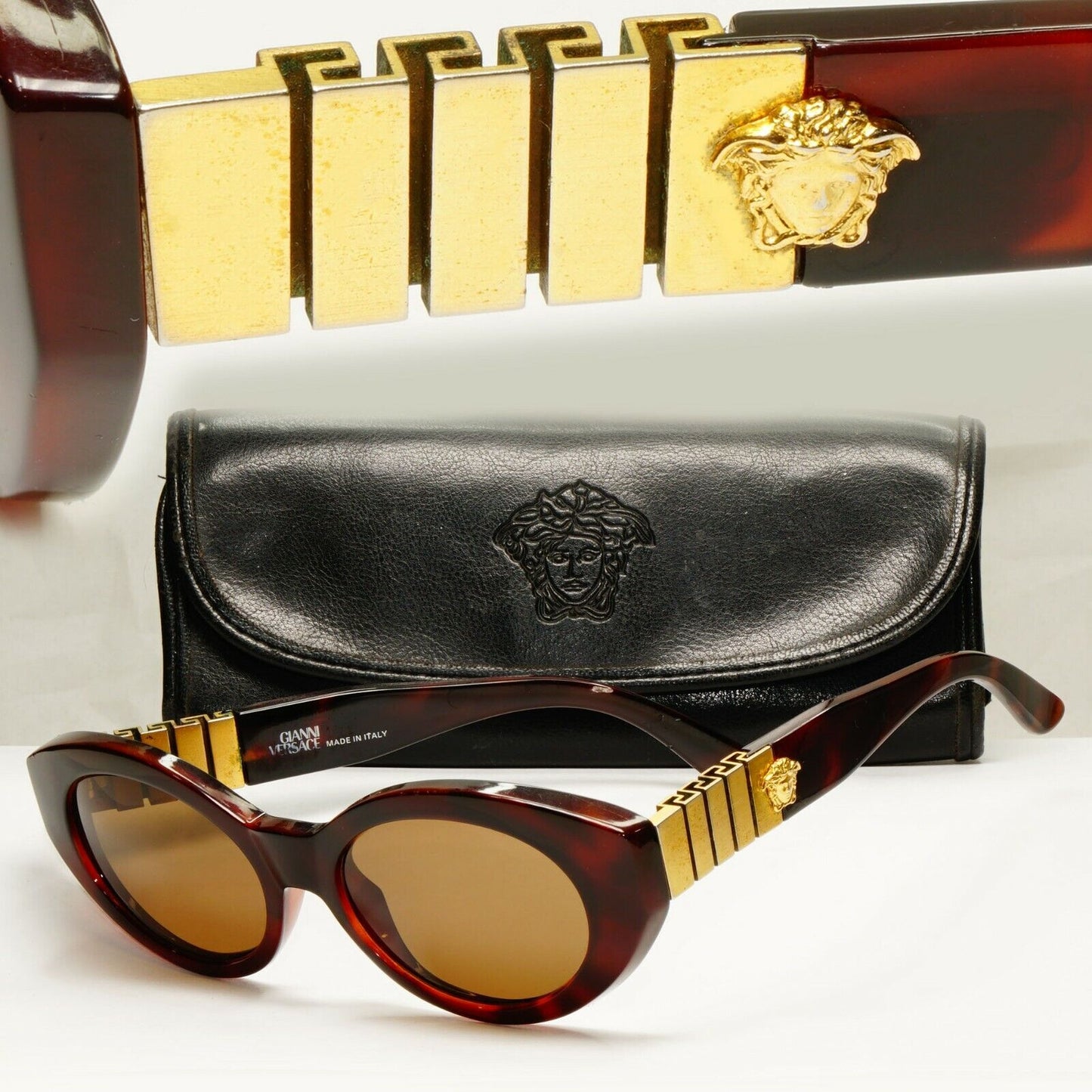 Gianni Versace 1996 Vintage Gold Medusa Sunglasses Biggie MOD 480/B 900 28758