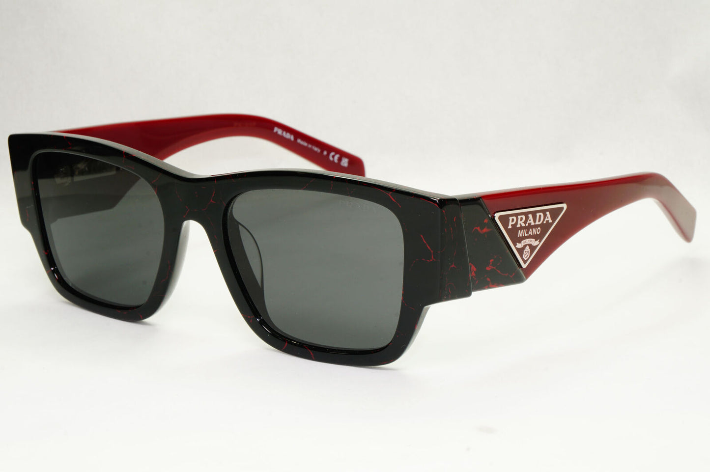 Prada Triangle Sunglasses Black Red Burgundy PR10ZS F SPR 10Z-F 11F-5S0